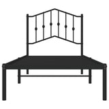 Metal Bed Frame without Mattress with Headboard Black 90x190 cm