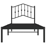 Metal Bed Frame without Mattress with Headboard Black 90x190 cm