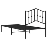 Metal Bed Frame without Mattress with Headboard Black 90x190 cm - Close-Up Angle