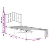 Metal Bed Frame without Mattress with Headboard Black 90x190 cm