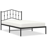 Metal Bed Frame without Mattress with Headboard Black 107x203 cm King Single