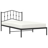 Metal Bed Frame without Mattress with Headboard Black 107x203 cm King Single - Side View