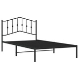 Metal Bed Frame without Mattress with Headboard Black 107x203 cm King Single - Top-Down View