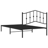 Metal Bed Frame without Mattress with Headboard Black 107x203 cm King Single - Close-Up Angle