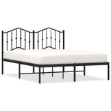 Metal Bed Frame without Mattress with Headboard Black 135x190 cm