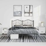 Metal Bed Frame without Mattress with Headboard Black 135x190 cm - Side View