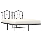 Metal Bed Frame without Mattress with Headboard Black 135x190 cm - Top-Down View