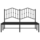 Metal Bed Frame without Mattress with Headboard Black 135x190 cm - Rear View