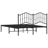 Metal Bed Frame without Mattress with Headboard Black 135x190 cm - Low Angle