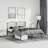 Metal Bed Frame without Mattress with Headboard Black 135x190 cm
