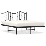 Metal Bed Frame without Mattress with Headboard Black 150x200 cm - Front View