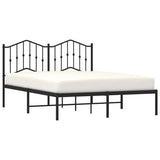 Metal Bed Frame without Mattress with Headboard Black 150x200 cm - Top-Down View