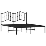 Metal Bed Frame without Mattress with Headboard Black 150x200 cm - 45-Degree Angle