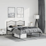 Metal Bed Frame without Mattress with Headboard Black 150x200 cm