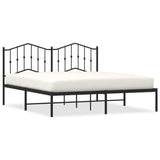 Metal Bed Frame without Mattress with Headboard Black 183x203 cm King - Front View