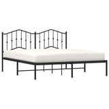 Metal Bed Frame without Mattress with Headboard Black 183x203 cm King