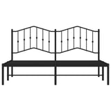 Metal Bed Frame without Mattress with Headboard Black 183x203 cm King