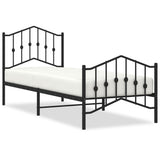 Metal Bed Frame without Mattress with Footboard?Black 90x190 cm