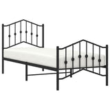 Metal Bed Frame without Mattress with Footboard?Black 90x190 cm - Side View