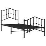 Metal Bed Frame without Mattress with Footboard Black 90x190 cm