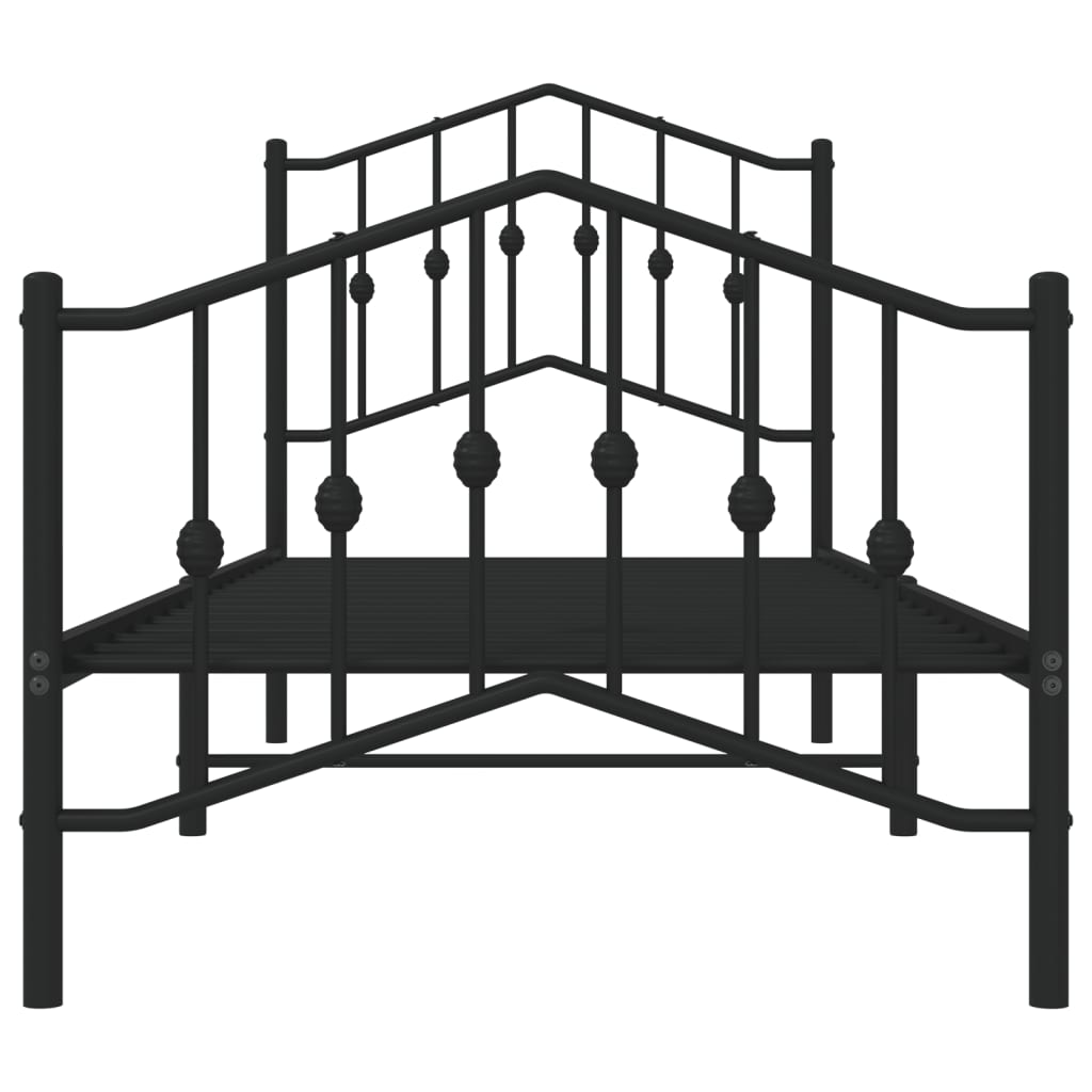 Metal Bed Frame without Mattress with Footboard?Black 90x190 cm