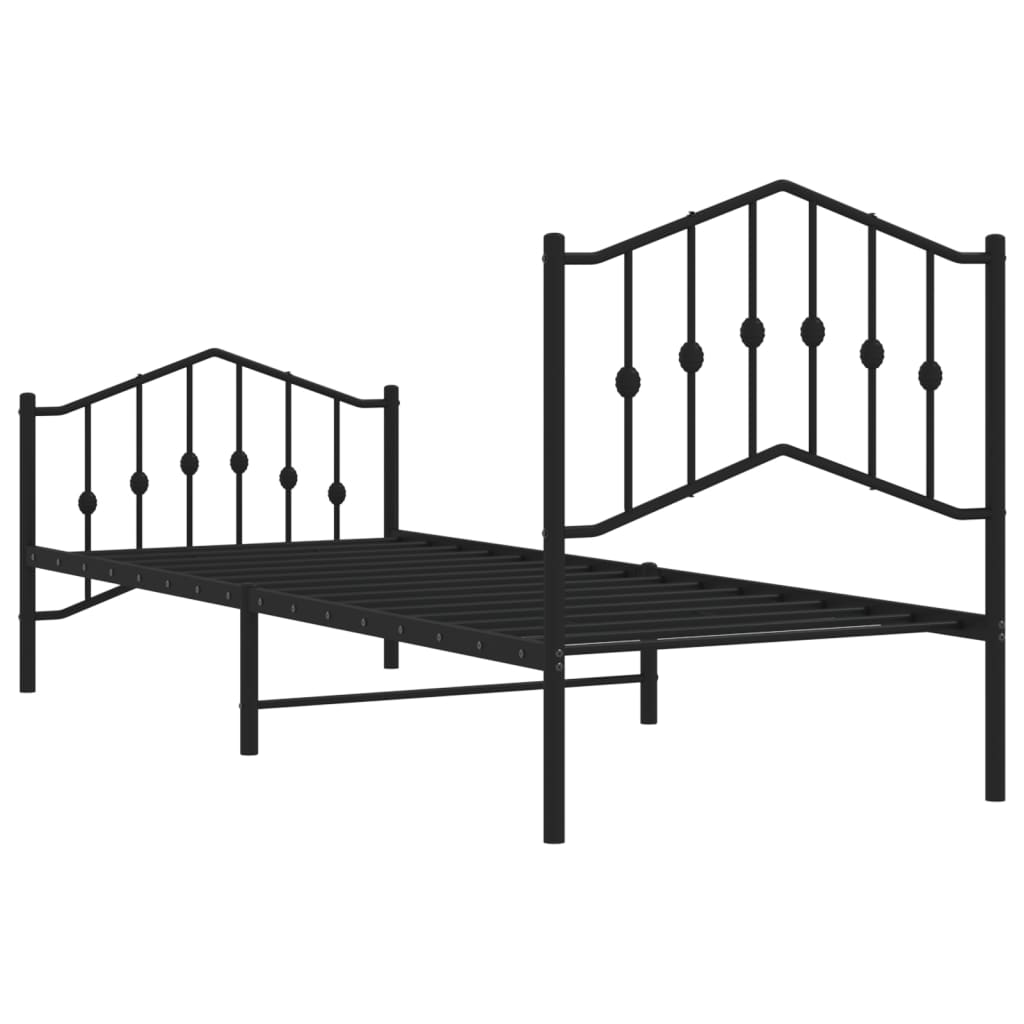 Metal Bed Frame without Mattress with Footboard?Black 90x190 cm