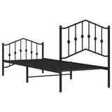 Metal Bed Frame without Mattress with Footboard?Black 90x190 cm