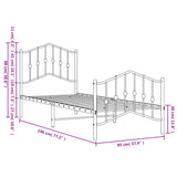 Metal Bed Frame without Mattress with Footboard?Black 90x190 cm - Extra Image