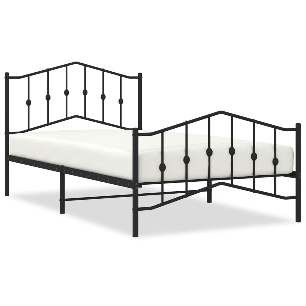 Metal Bed Frame without Mattress with Footboard?Black 107x203 cm King Single