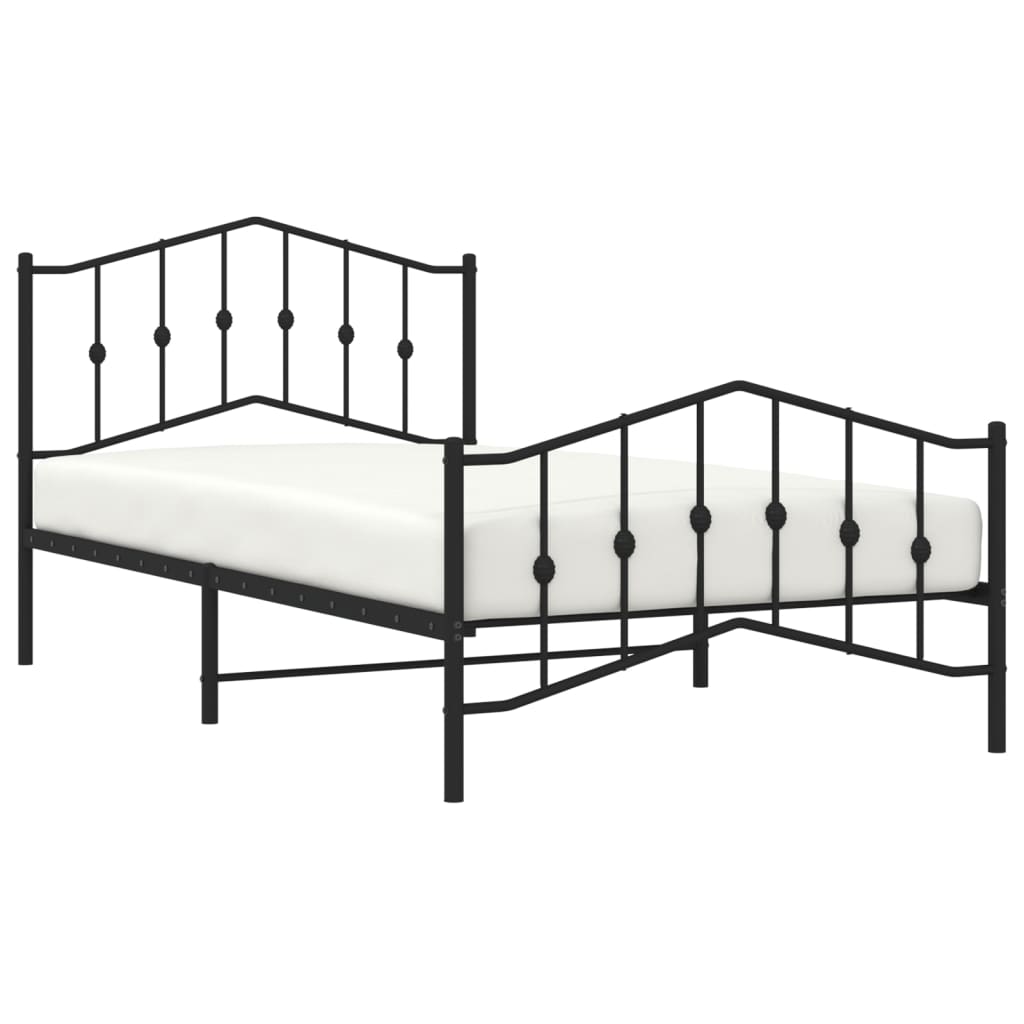 Metal Bed Frame without Mattress with Footboard?Black 107x203 cm King Single