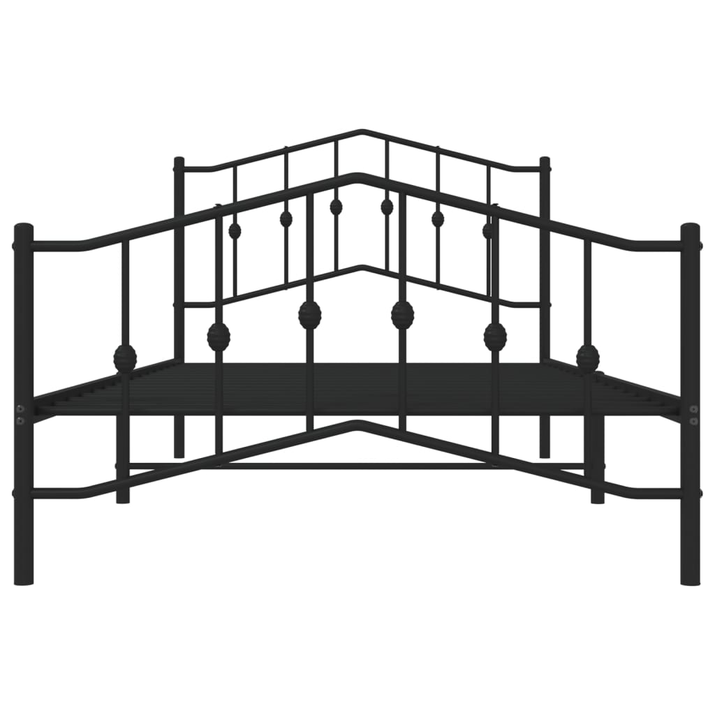 Metal Bed Frame without Mattress with Footboard?Black 107x203 cm King Single