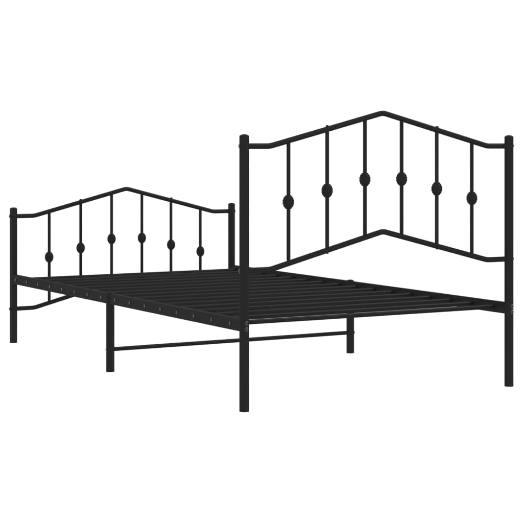 Metal Bed Frame without Mattress with Footboard?Black 107x203 cm King Single