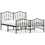 Metal Bed Frame without Mattress with Footboard Black 135x190 cm