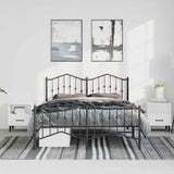 Metal Bed Frame without Mattress with Footboard Black 135x190 cm - Side View