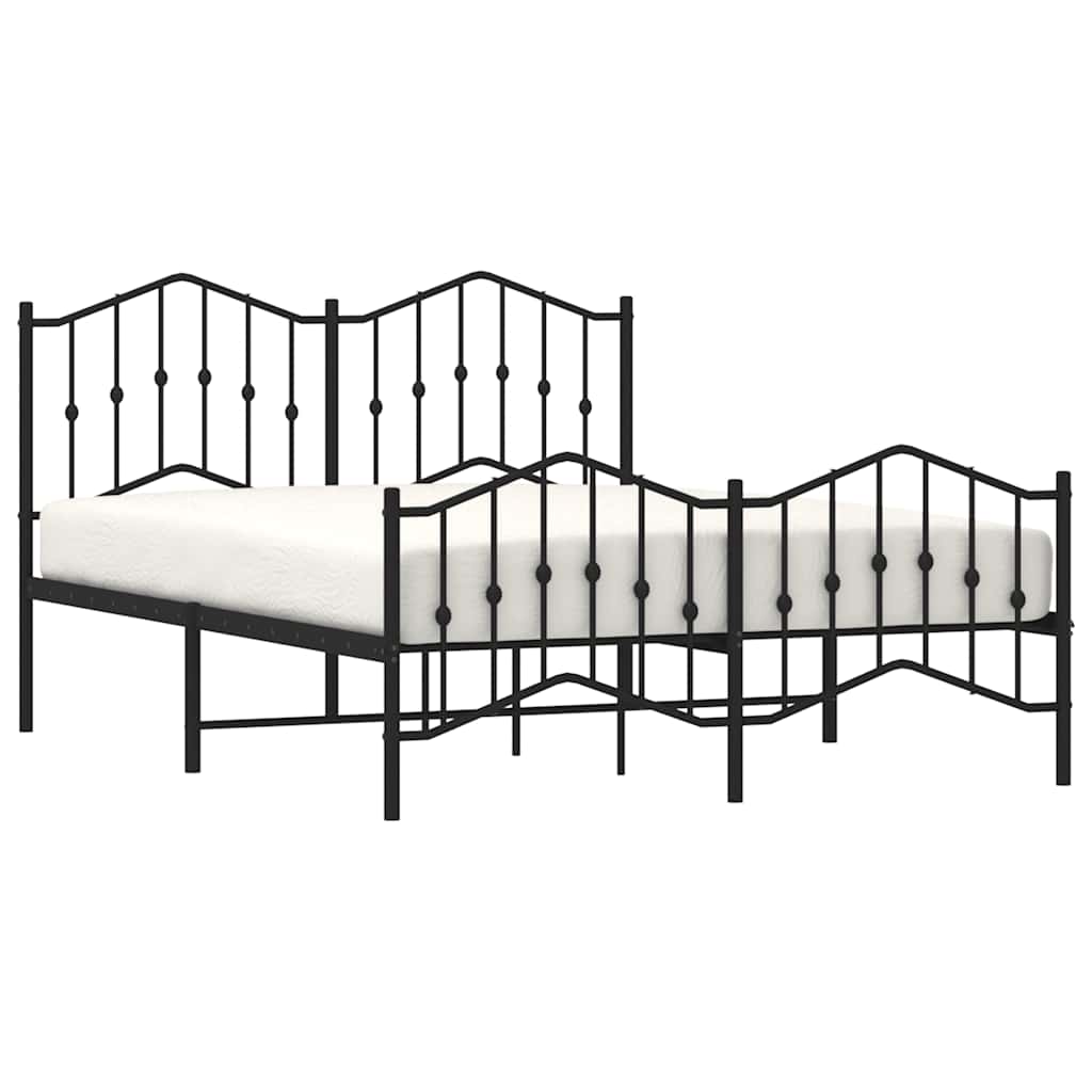 Metal Bed Frame without Mattress with Footboard Black 135x190 cm