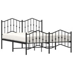 Metal Bed Frame without Mattress with Footboard Black 135x190 cm