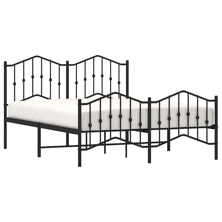 Metal Bed Frame without Mattress with Footboard Black 135x190 cm