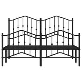 Metal Bed Frame without Mattress with Footboard Black 135x190 cm