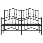 Metal Bed Frame without Mattress with Footboard Black 135x190 cm