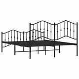 Metal Bed Frame without Mattress with Footboard Black 135x190 cm - Low Angle