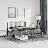Metal Bed Frame without Mattress with Footboard Black 135x190 cm
