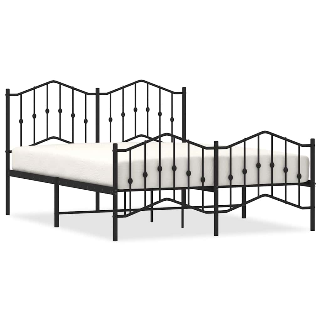 Metal Bed Frame without Mattress with Footboard?Black 150x200 cm