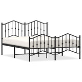 Metal Bed Frame without Mattress with Footboard?Black 150x200 cm - Front View