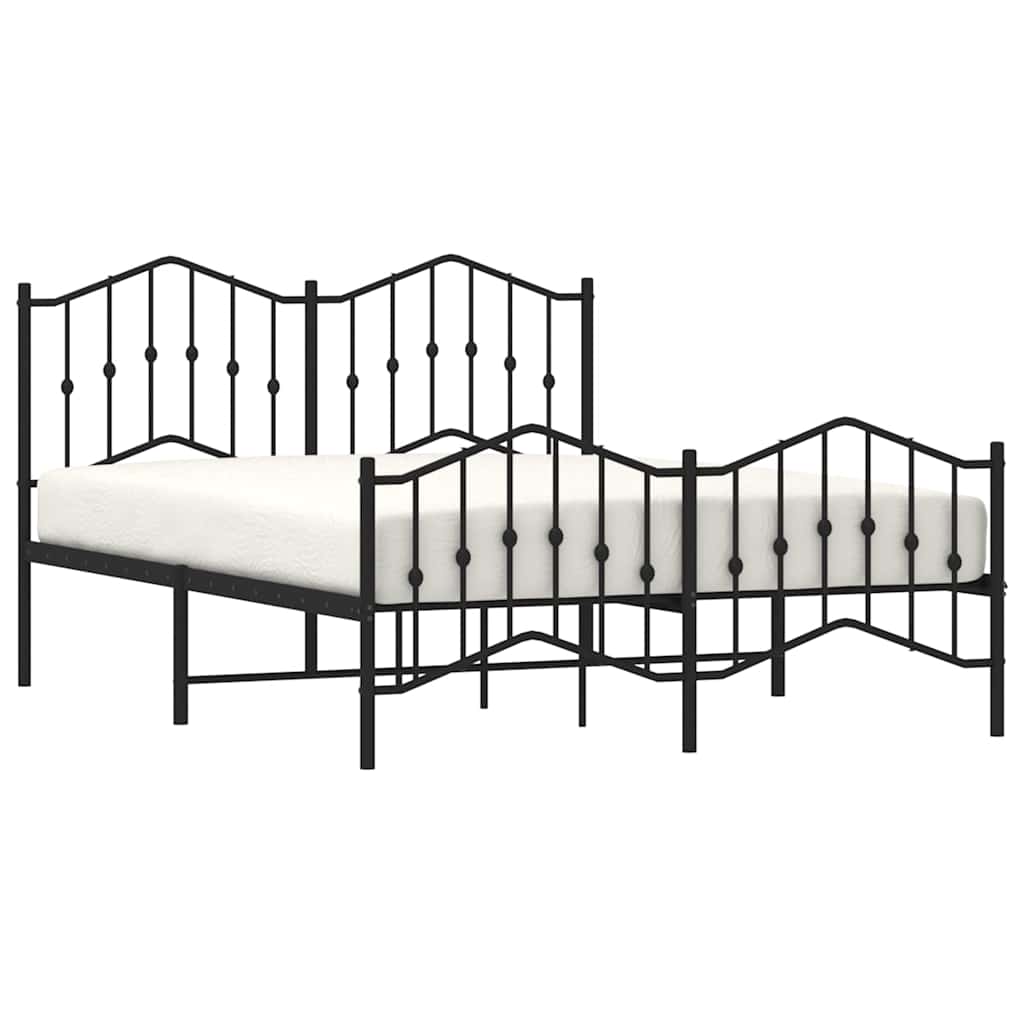 Metal Bed Frame without Mattress with Footboard?Black 150x200 cm