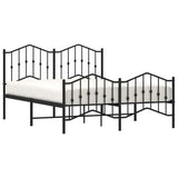 Metal Bed Frame without Mattress with Footboard?Black 150x200 cm
