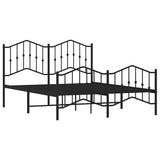 Metal Bed Frame without Mattress with Footboard?Black 150x200 cm