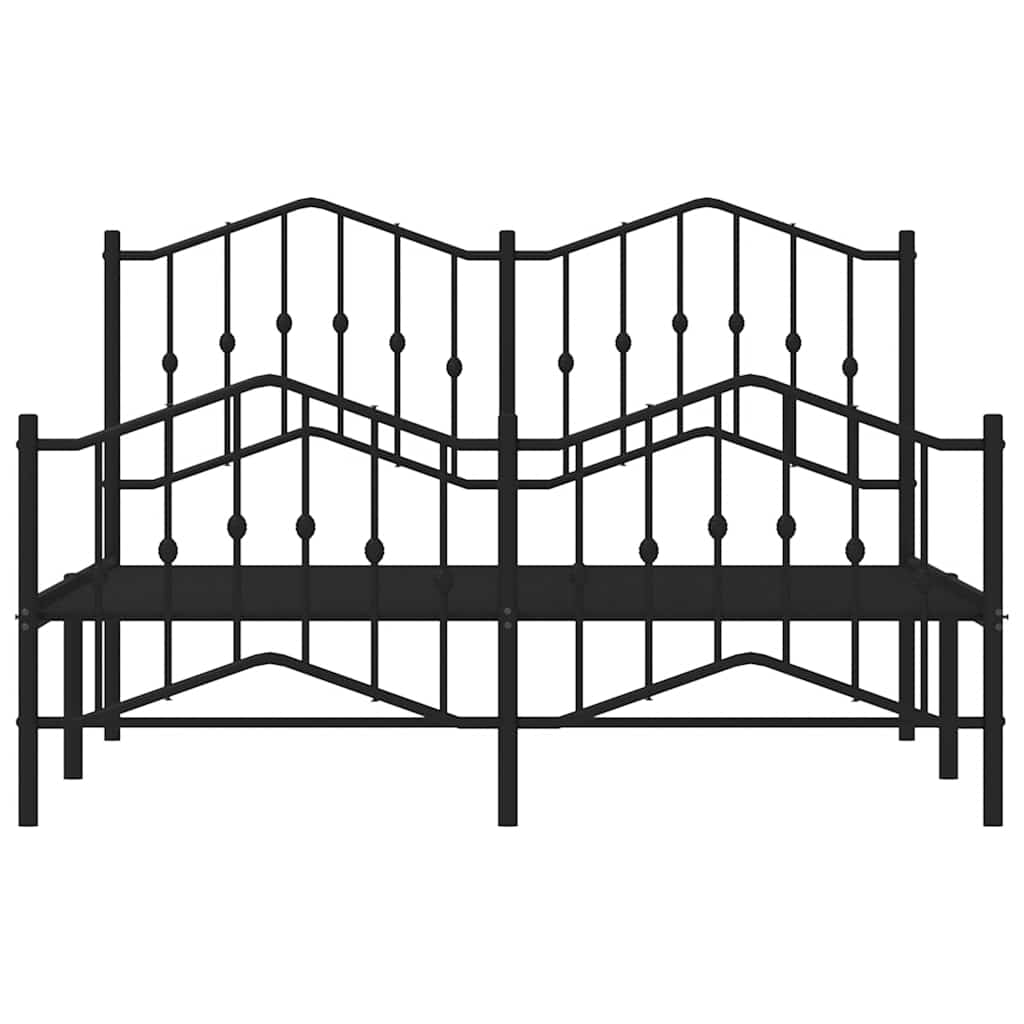 Metal Bed Frame without Mattress with Footboard?Black 150x200 cm