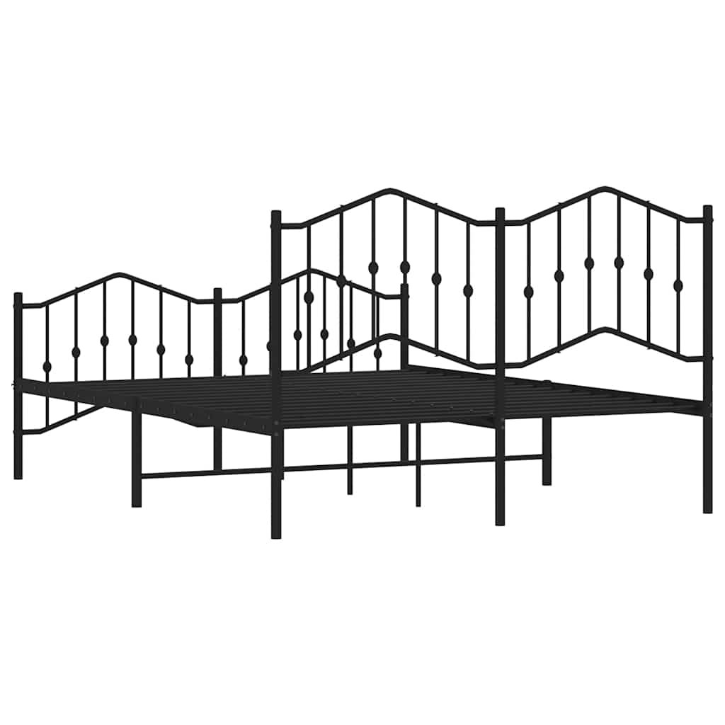 Metal Bed Frame without Mattress with Footboard?Black 150x200 cm