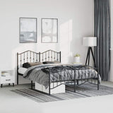 Metal Bed Frame without Mattress with Footboard?Black 150x200 cm