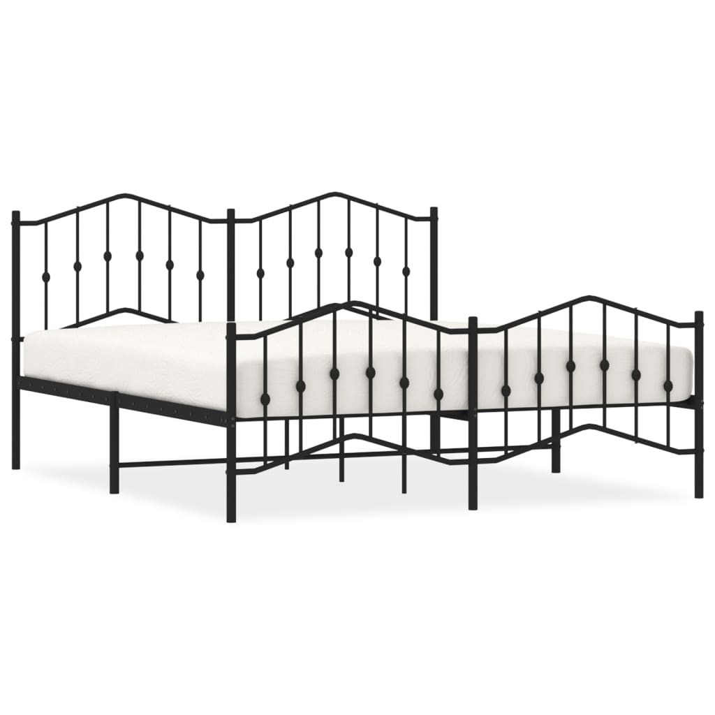 Metal Bed Frame without Mattress with Footboard?Black 183x203 cm King